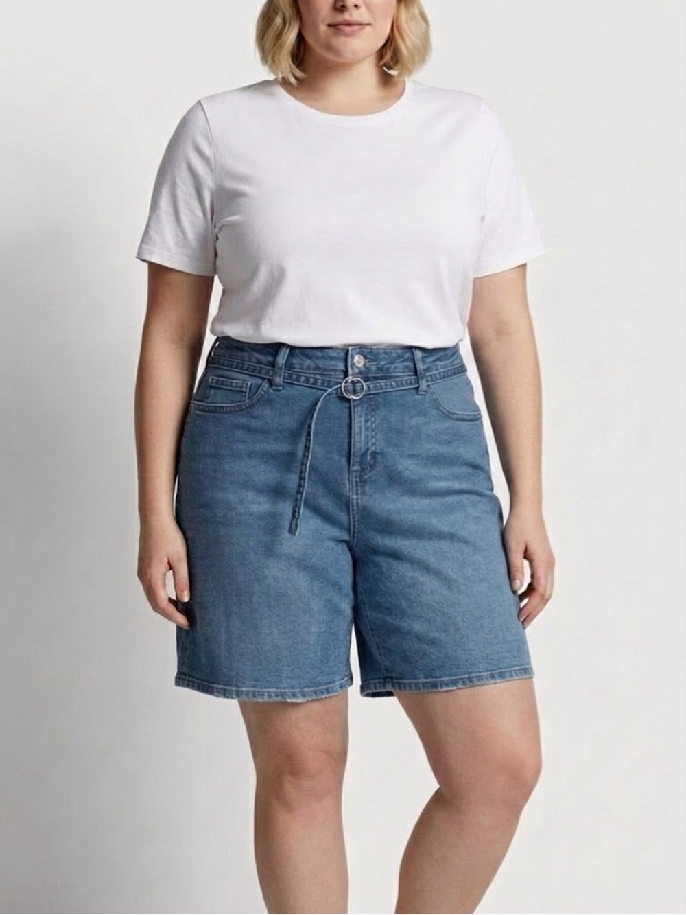 Style & Co Belted Mid‑Rise Denim Shorts Size 16 NWT